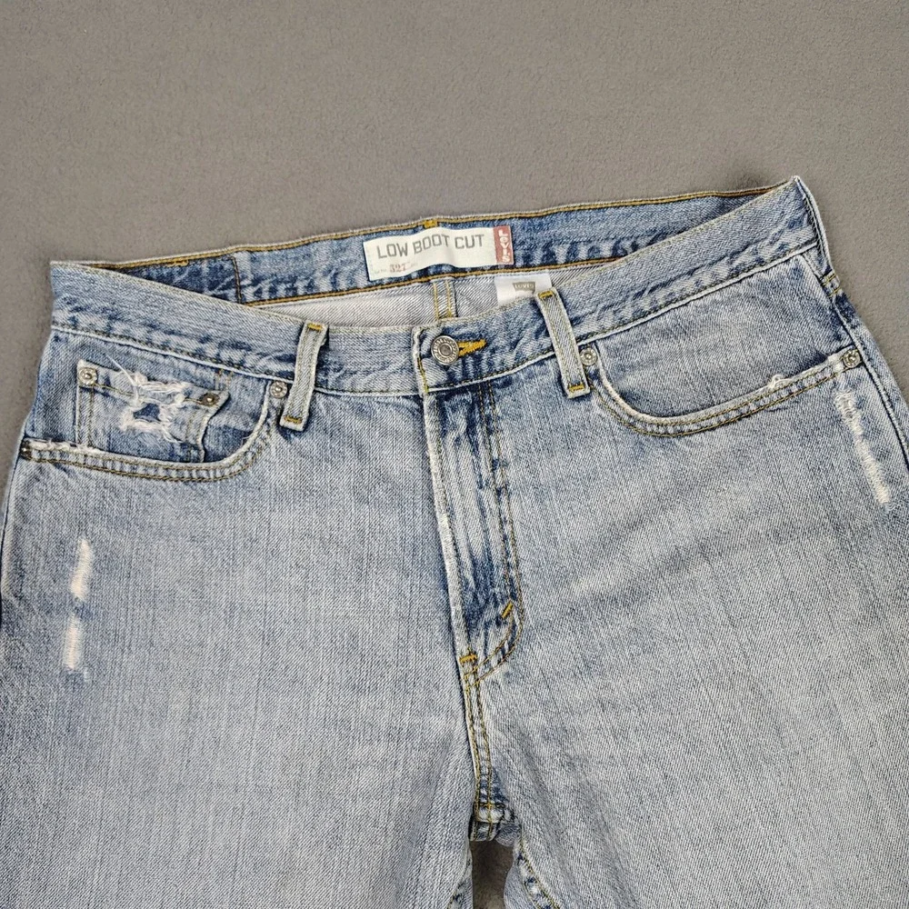 Vintage Y2K Levis Low Boot Cut 34x28 Blue Patchwork Thrashed Skater Grunge Rave